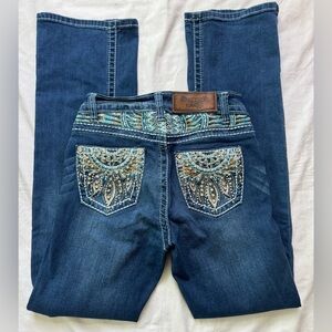 Westfield Eagle Jeans Bootcut Mid Rise Womens Size 1 Rhinestones Sequins